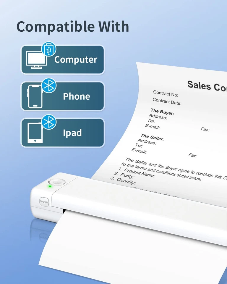 Phomemo M08F A4 Thermal Printer Wireless Bluetooth for Brother PJ-722 PJ-763 Lot - Image 3 of 4