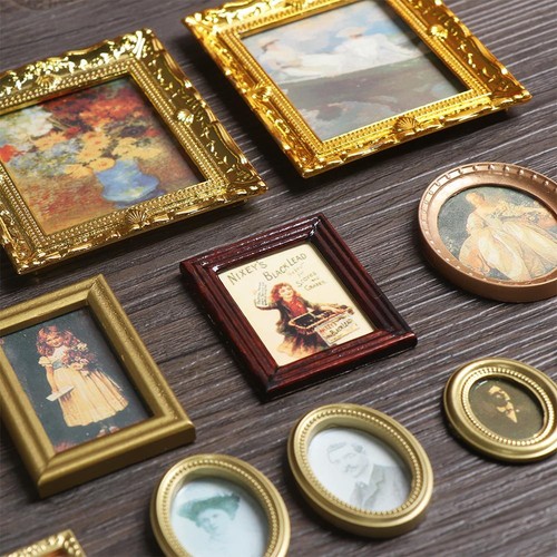 Mini quadro da parete in resina ornamento casa delle bambole 1:12 foto vintage incorniciate miniatura