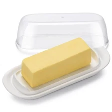 Butter Dish Keeper Tray with Clear Lid for Countertop Refrigerator Microwave