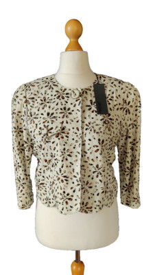 NEW DROMe Leather Floral Crop Jacket Blouse Size S Made in Italy
