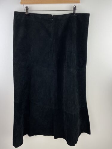 Montana Co Genuine leather Suede maxi Skirt In Black size XL/UK14 - Foto 3 di 6