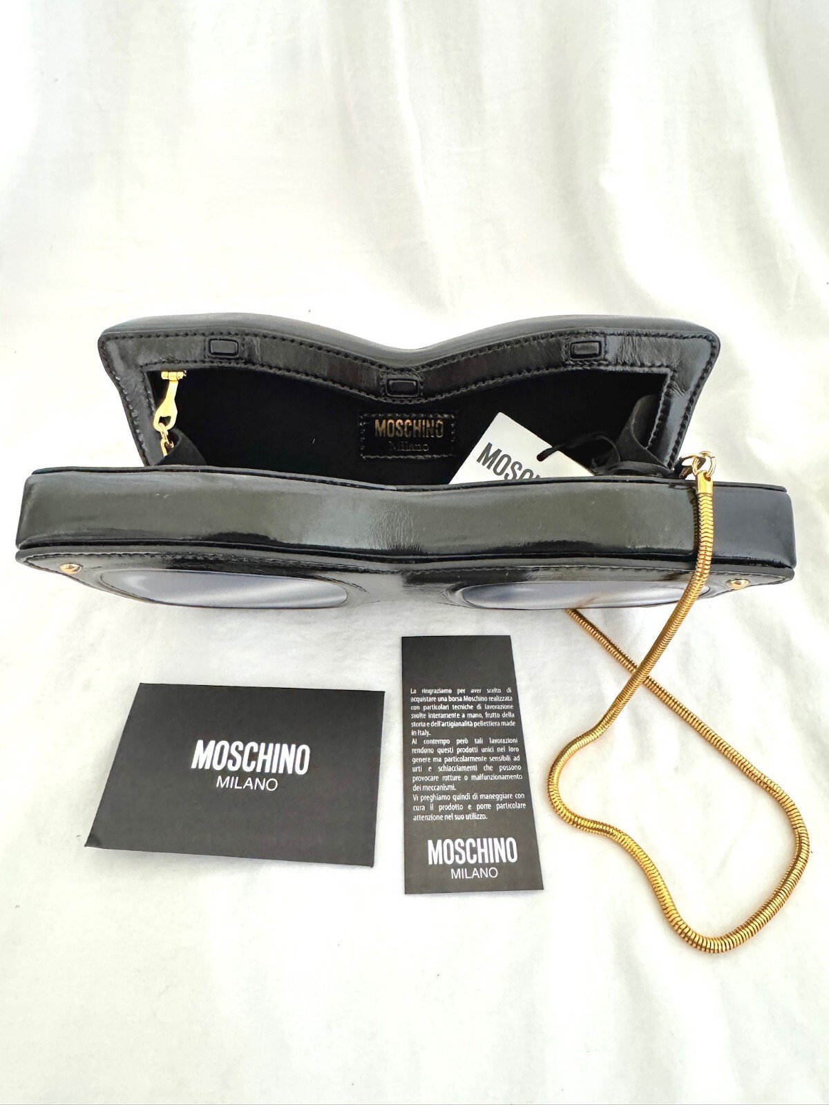 SS23 MOSCHINO Couture Jeremy Scott Gold Chain Sunglasses Shaped Shoulder Bag image 4