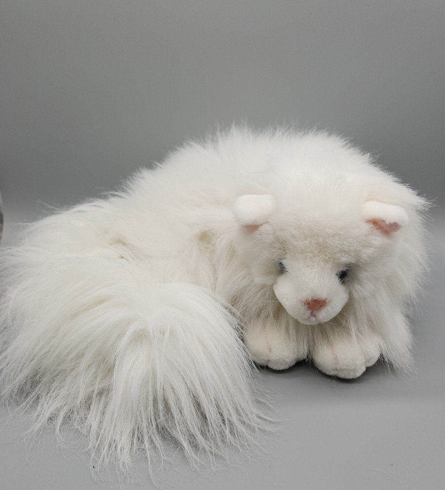 A&A White Persian Kitty Cat Plush Blue Eyes 16
