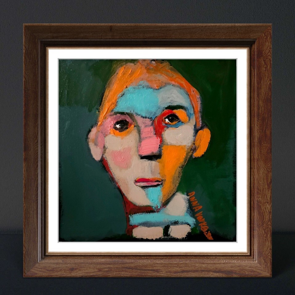 Painting Original Abstract Man Portrait Canvas Outsider Whimsical 10x10 Art eBay