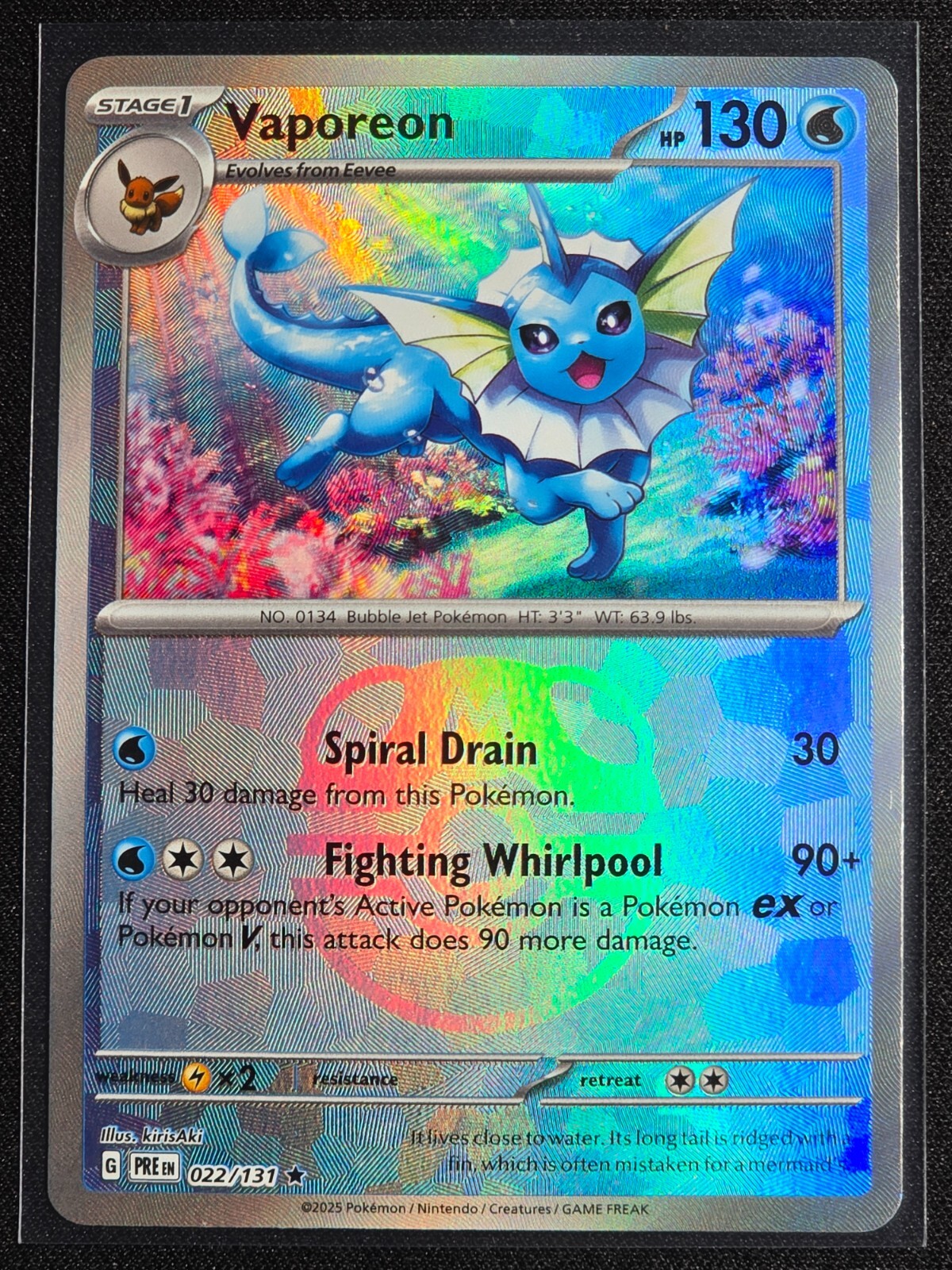 Vaporeon 022/131 (Master Ball) Prismatic Evolutions Near Mint