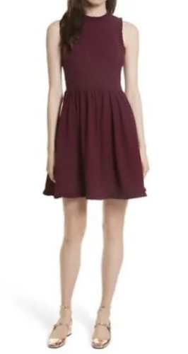 NUEVO Vestido Kate Spade Mujer Ma Cherie Calce con Volantes 10 Rojo Cereza Profunda $358 - Imagen 2 de 10