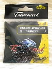Tsunami Black Barrel Swivel With Coastlock TS-BLBWC1010 ~Size 10 ~10ct Black