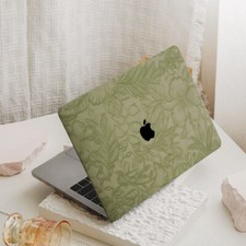 Green Flower Shell Case Cover For MacBook Air 13 15 MacBook Pro 14 15 16 M4 M5