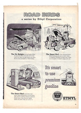 Ethyl Gasoline Ad Vintage 1950s Car Culture Garage Decor Wall Art Original 1956