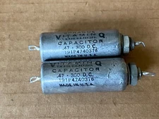 2 NOS Vintage .47 uf 300v Sprague Vitamin Q PIO Capacitors Oil 191P (Qty)