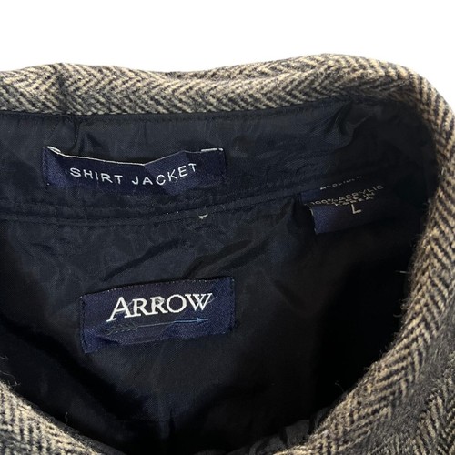 Arrow "Shirt Jacket" Made In Korea Houndstooth Check Long Sleeve Shirt Large - Picture 4 of 6