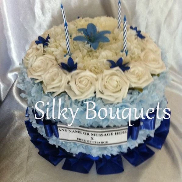 Birthday Cake Funeral Flower Artificial Silk Tribute Memorial Wreath Mum Nan Dad