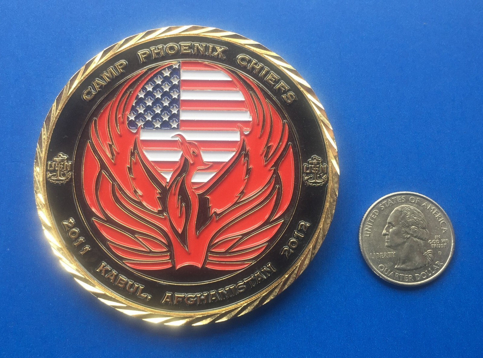 US NAVY CHALLENGE COIN - CAMP PHOENIX;  KABUL, AFGHANISTAN 2011-2012 CHIEF / CPO