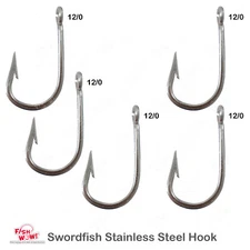 5pcs Size 12/0 Fishing Swordfish Stainless Steel Hook Tuna Dorado Wahoo Marlin