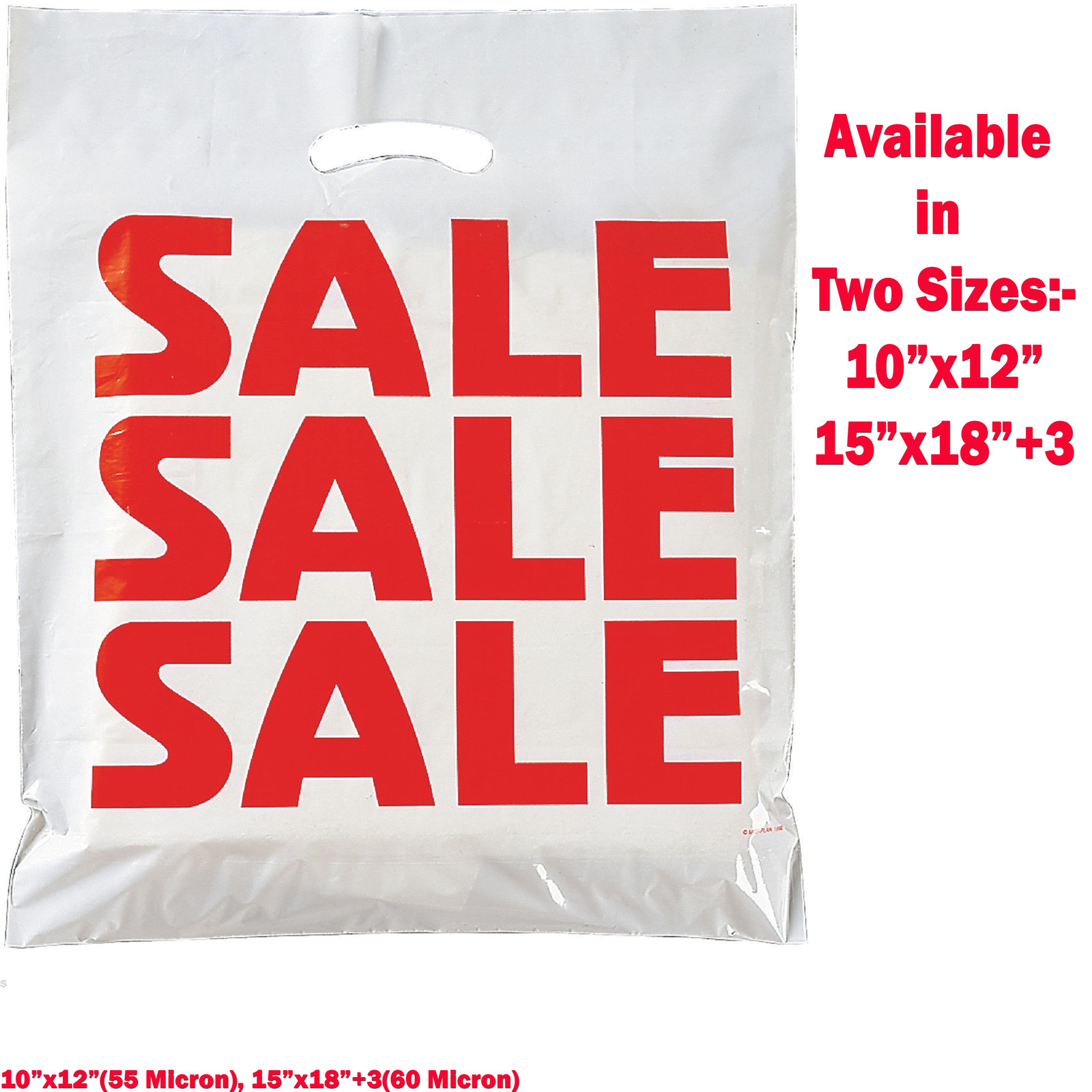 SALE CARRIER BAG DIE CUT HANDLE DESIGNER GIFT HEAVY DUTY SHOPPING PLASTIC BAG 