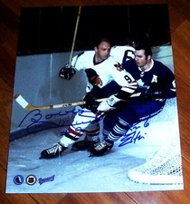 8x10 IN BOBBY HULL CHICAGO BLACK HAWKS & RON ELLIS MAPLE LEAFS AUTOGRAPH PICTURE