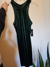 NEW Lulus Dark Green Velvet Dress Formal Or Cocktail Sleek Women Size Small