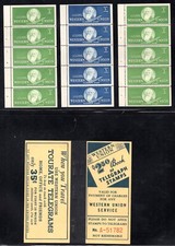 US 1940 WESTERN UNION TELEGRAPH STAMPS COMPLETE BOOKLET OF 7 PANES 1C TO 25C