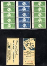 US 1940 WESTERN UNION TELEGRAPH STAMPS COMPLETE BOOKLET OF 7 PANES 1C TO 25C