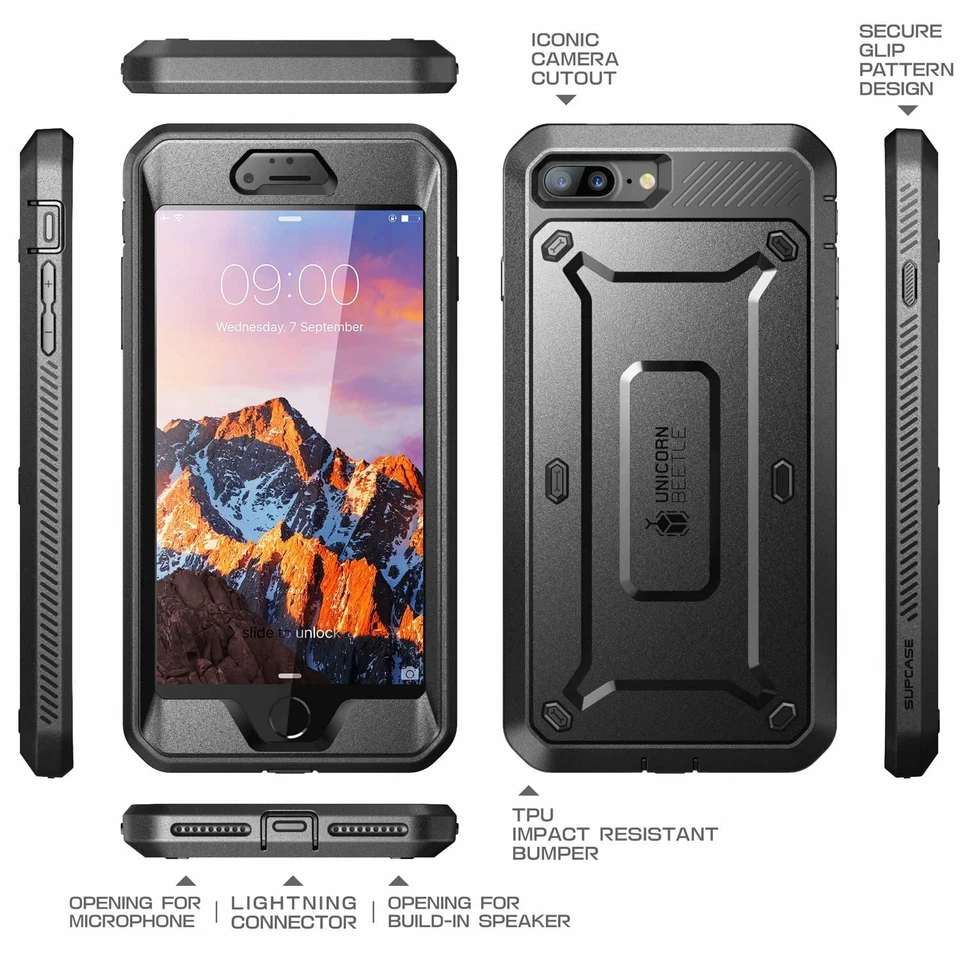 SUPCASE For iPhone 7Plus 8Plus, Multi-Layer Full-Body Case Holster Cover +Screen - Image 3 of 4