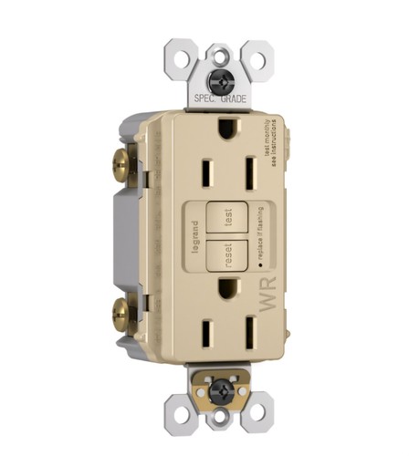Legrand 1597TRWRICCD4 125V 15A Self-Test Tamper/Weather-Resistant GFCI Outlet - Picture 2 of 11