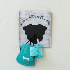 Dog Leash Holder for Wall - Dog Leash Hook Wall Mount for Leash or Keys, Rustic