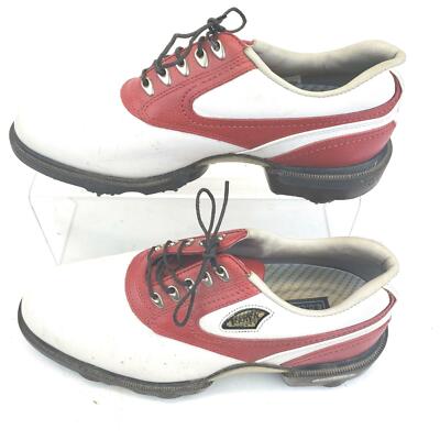 FootJoy DryJoys ECL Leather Golf Shoes Mens‎ 9.5 Medium Red White Spiked 53691 FootJoy Dryjoys Premiere Series Wilcox Golf Shoes White/Navy  main image 3