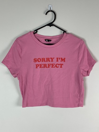 Jay Jays Women's Crop Top XL Pink Casual Relaxed Fit Statement Graphic T-Shirt