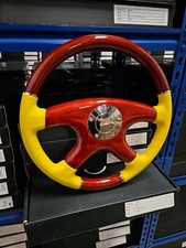 Raptor 15 Yellow Leather Wood Steering Wheel