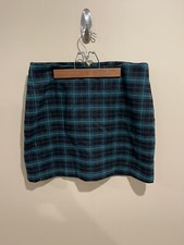 Old Navy Green Plaid Mini Skirt Gold Zipper Size 6