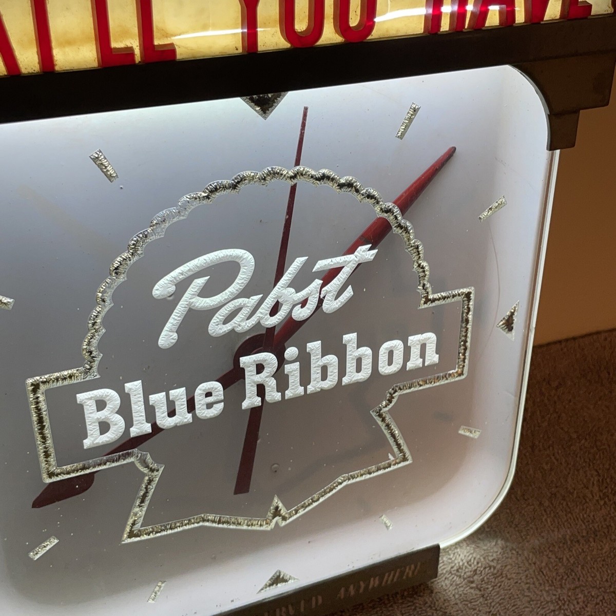 Vintage Pabst Blue Ribbon Electric Advertising Clock PBR Beer Bar