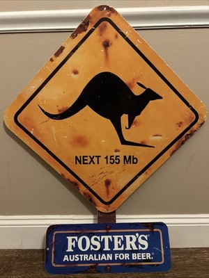 Foster s Fosters Australian for Beer Kangaroo Next 155 MB Metal Advertising Sign