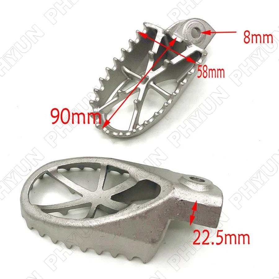 Pair Motorcycle Dirt Pit Bike Foot Peg Footrest Pedals Stainless Steel 8MM Pins - Image 3 of 4