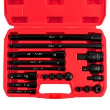 18-Piece Professional Impact Socket Extension Set with 1/4", 3/8" & 1/2" Driv...