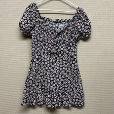 NWOT Zara Black/Red/White Floral Short Sleeve Mini Dress Floral Women Size M