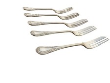 Five Lily Pattern Cake Forks, Marked EPNS A1, 5 Ins.