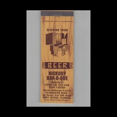 Matchbook Cover Hickory Bar-B-Que Fort Myers, FL #3