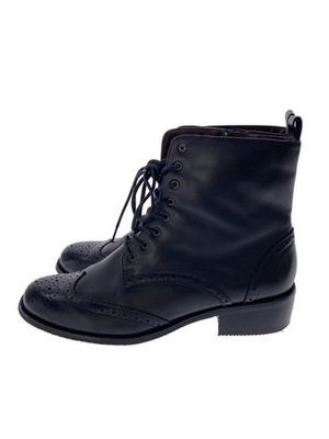 Fauve./Lace-Up Boots/Side Zip/Wing Tip/23.5Cm/Blk/Black/Leather 3659