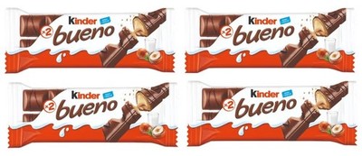 4x Kinder Bueno Wafer Chocolate Bar 43g Hazelnut Cream Crispy Sweet Snack Treat