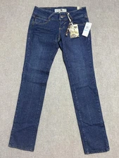 Jolt Jeans Womens 5 Blue Straight Leg Mid Rise Stretch Denim Studded Pockets New