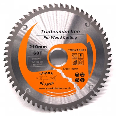 Shark Blades Circular saw blade 210mm x 60T fits Dewalt Bosch Makita Evolution