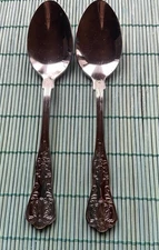 Wallace Queens Teaspoons Set of 2 Stainless 18/10 Silverware Flatware