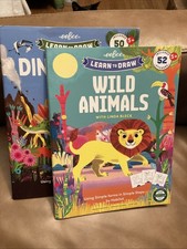 Eeboo, 2 - Learn To Draw Activity Books, Wild Animals Dinosaurs