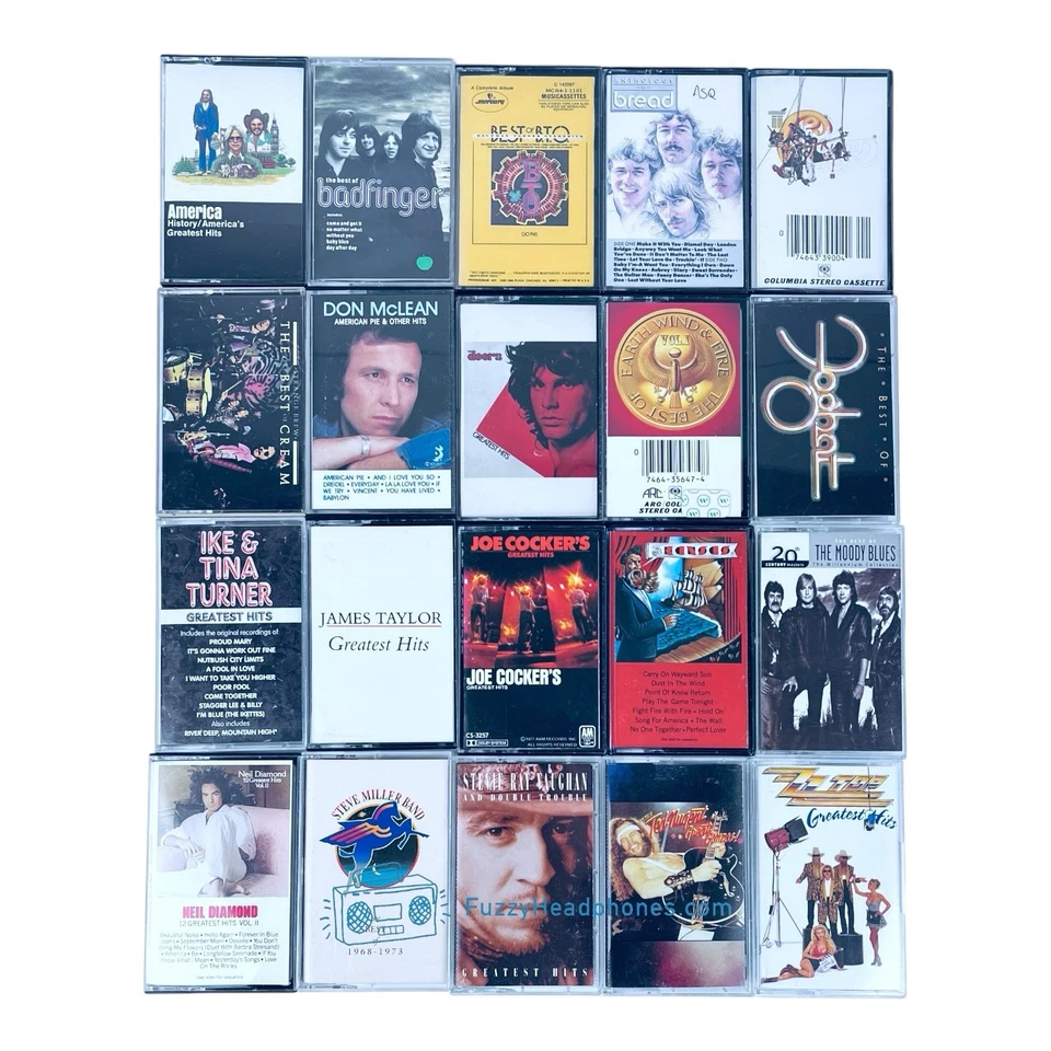 20 Classic Rock GREATEST HITS Cassette Tapes: Cream Chicago Kansas Nugent TESTED - Image 2 of 4