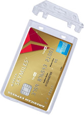 5 Pack Permanent Locking Hard Plastic ID Badge Holder-Vertical Clear ID Badge...