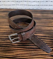John Deere Top Grain Brown Leather Belt Men's Size 36 Silver Buckle