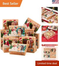 Christmas Cookie Gift Boxes 24 Pack with Window Festive Bakery Pastry Containers