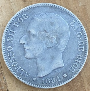 MONEDA ESPAÑA 5 PESETAS 1884 MSM ALFONSO Xll