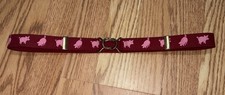 1  surcingle belt Hand Printed pig print and brass buckle adjustable Vintage