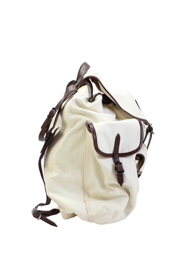 Mochila Sport Max feminina fecho com fivela bolsos acabamento em couro bege tamanho G - Imagem 2 de 4